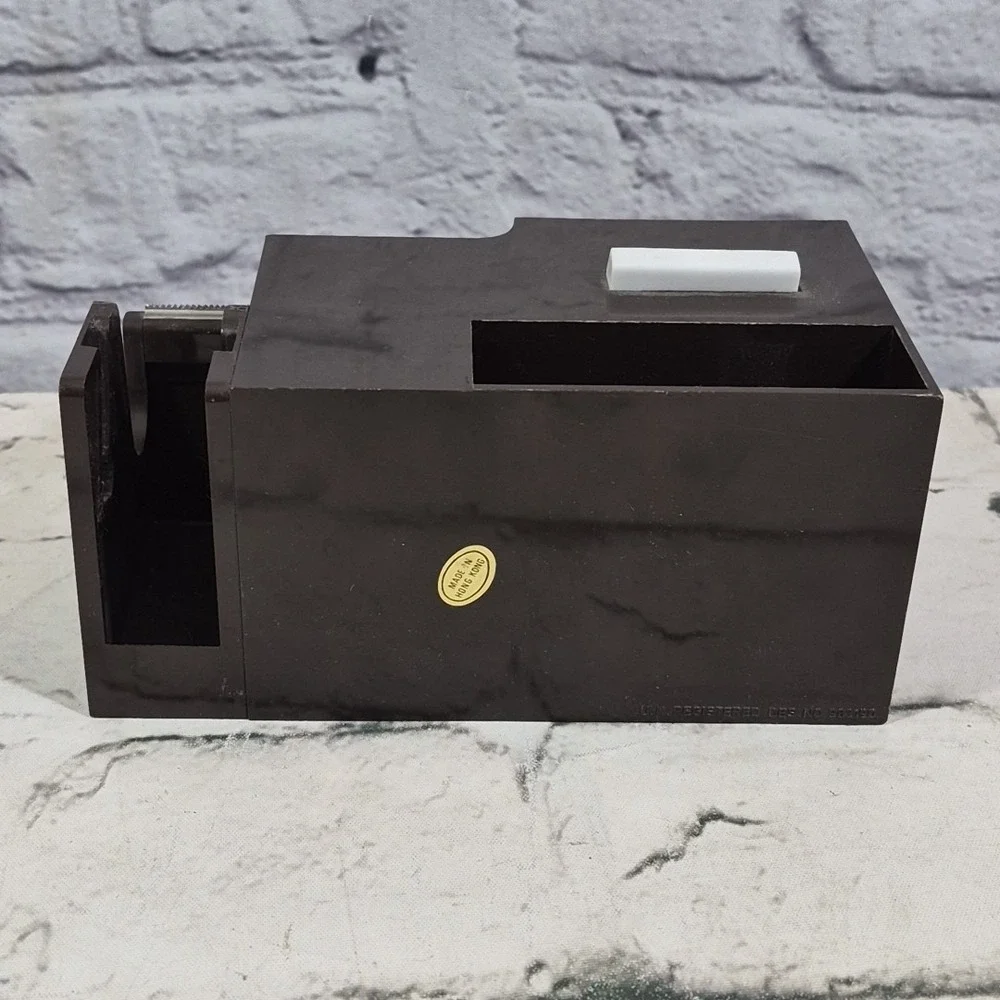 Vintage Perpetual Desk Calendar Clicker Tape Dispenser Desk Tray Hong Kong 1970s